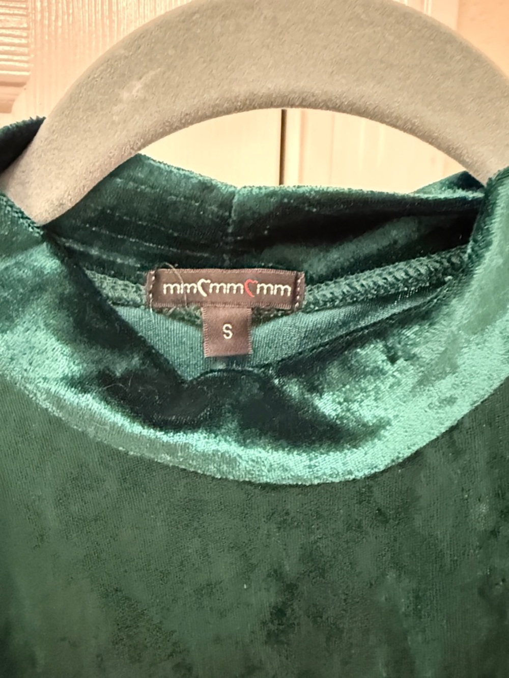 Emerald Green Velvet Mock Neck Tunic Top - Picture 3 of 4